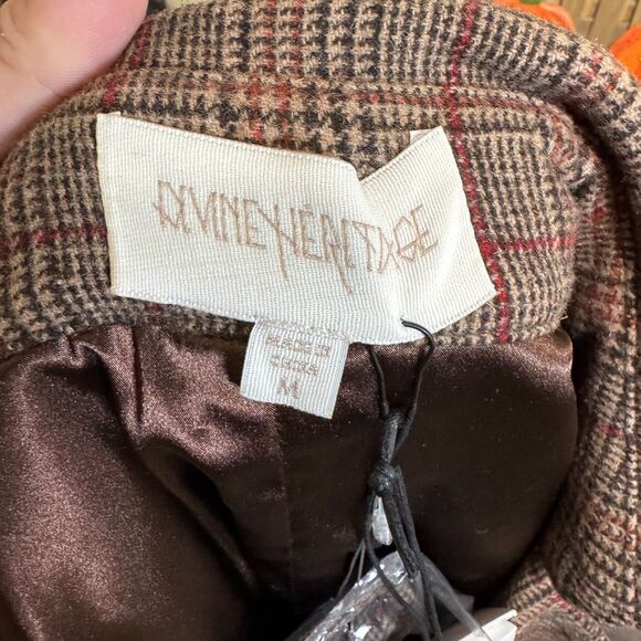 Divine Heritage Plaid Wool Blend Belted Trench Coat/Mini Dress Size M Classic - Picture 8 of 12